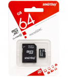 Карта памяти microSD SmartBuy (XC) 64Gb class10  (с адаптером SD) (1/10)
