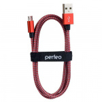 Кабель PERFEO U4804, USB2.0 A вилка - вилка micro USB,  3 м, красно-белый (1/50)