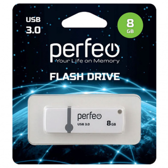 USB3.0 флеш-накопитель PERFEO 8GB C08 White (1/10)