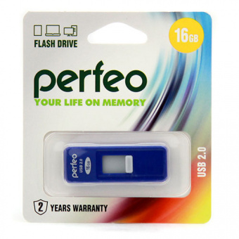 USB2.0 флеш-накопитель PERFEO 64GB S03 Blue (1/10)