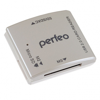 Картридер PERFEO PF-VI-R014 для SD+MicroSD+MS+M2 White (1/100)
