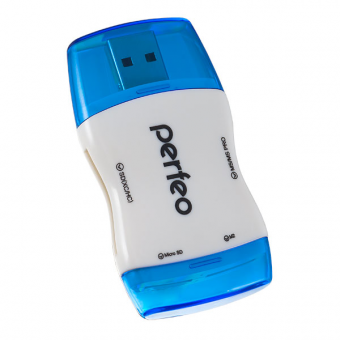 Картридер PERFEO PF-VI-R016 для SD+MicroSD+MS+M2 Bllue (1/100)