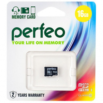 Карта памяти microSD PERFEO (HC) 16GB class10 (без адаптера SD) (PF16GMCSH10) (1/10)