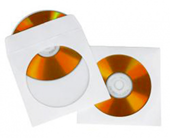 Конверт бумажный NoName для CD/DVD с окном, БЕЛЫЕ (W/WO) (50/2000)
