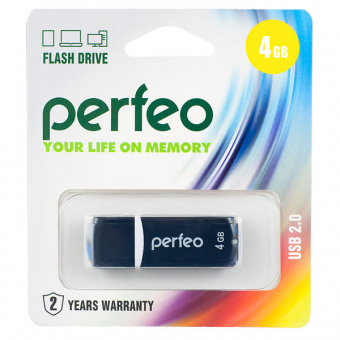 USB2.0 флеш-накопитель PERFEO 4GB C02 Black (1/10)