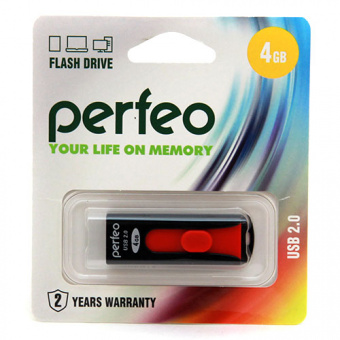 USB2.0 флеш-накопитель PERFEO 4GB S01 Black (1/10)