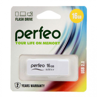 USB2.0 флеш-накопитель PERFEO 8GB R01 White (1/10)