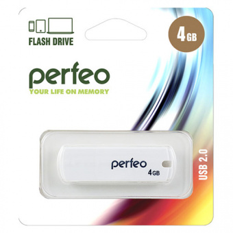 USB2.0 флеш-накопитель PERFEO 4GB C05 White (1/10)