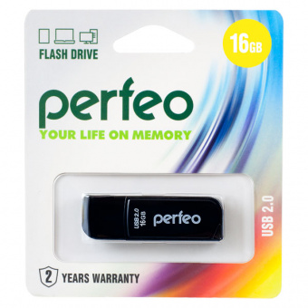 USB2.0 флеш-накопитель PERFEO 16GB C10 Black (1/10)
