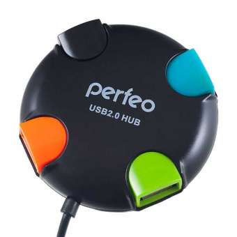 USB Разветвитель PERFEO PF-VI-H020, 4 Port Black (PF_4283) (1/100)