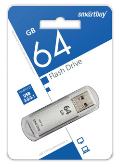 USB3.0 флеш-накопитель SmartBuy 64GB V-Cut Silver (1/10)