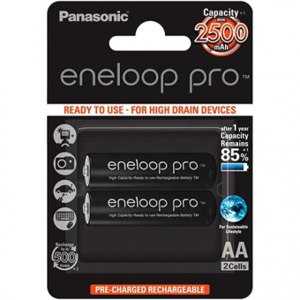 Аккумулятор Panasonic AA 2500mAh 2BL eneloop PRO (BK-3HCDE/2BE) (2/16)