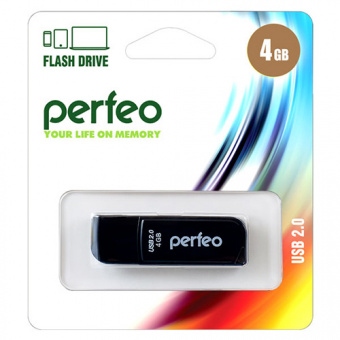 USB2.0 флеш-накопитель PERFEO 4GB C10 Black (1/10)
