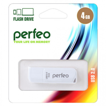 USB2.0 флеш-накопитель PERFEO 4GB C10 White (1/10)