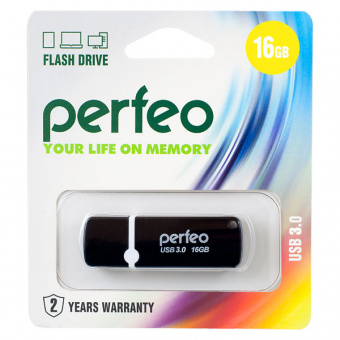 USB3.0 флеш-накопитель PERFEO 16GB C08 Black (1/10)