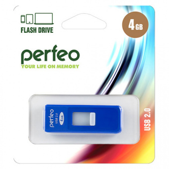 USB2.0 флеш-накопитель PERFEO 4GB S03 Blue (1/10)