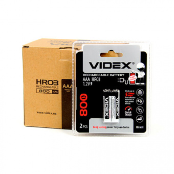 Аккумулятор VIDEX HR03/AAA  800mAh 2BL (LSD, низк. саморазряд) (2/20/200)