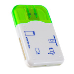 Картридер PERFEO PF-VI-R010 для SD+MicroSD+MS+M2 Green (1/100)