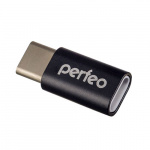 Переходник PERFEO PF_A4268, Type-C вилка - розетка microUSB (PF-VI-O005 Black) чёрный (1/100) 