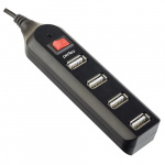 USB Разветвитель PERFEO PF-HYD-6001H, 4 Port Black (PF_A4884) (1/200)