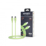 Кабель EPILSO EPD-C1040, USB-С вилка - USB-C вилка,  1 м, 60Вт, светло-зелёный (1/100)