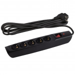 Сетевой фильтр ЭРА SFX-5es-2m-B (черный) с заземл, 10A, с выкл, 5гн, 2м (1/10)