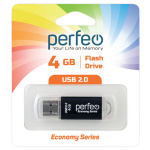 USB2.0 флеш-накопитель PERFEO 4GB E01 Black economy series (1/10)