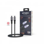 Кабель EPILSO EPD-C1020, USB-С вилка - USB-C вилка,  1 м, 240Вт, чёрный (E-Marker, 40 Гбит/с) (1/100)