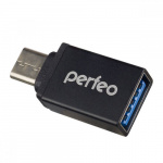 Переходник PERFEO PF_A4270, USB3.0 A розетка - вилка Type-C (PF-VI-O006 Black) чёрный OTG (1/100)