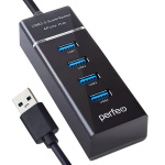 USB Разветвитель PERFEO PF-H031, 4 Port Black USB3.0 (PF_C3221) (1/100)