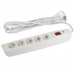 Сетевой фильтр ЭРА SFX-5es-4m-W (белый) с заземл, 10A, с выкл, 5гн, 4м (1/10)