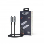 Кабель EPILSO EPD-C1025, USB-С вилка - USB-C вилка,  1 м, 100Вт, чёрный (1/100)