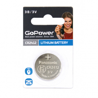 Элементы питания GoPower CR2412 1BL 3V (1/5/500)