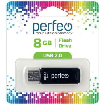 USB2.0 флеш-накопитель PERFEO 8GB C06 Black (1/10)