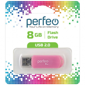 USB2.0 флеш-накопитель PERFEO 8GB C03 Pink (1/10)