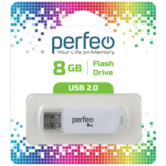 USB2.0 флеш-накопитель PERFEO 8GB C03 White (1/10)