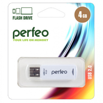 USB2.0 флеш-накопитель PERFEO 4GB C06 White (1/10)