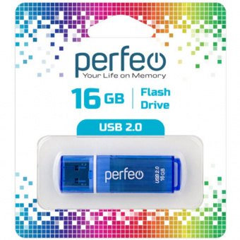 USB2.0 флеш-накопитель PERFEO 16GB C13 Blue (1/10)
