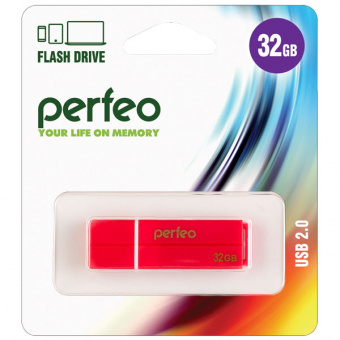 USB2.0 флеш-накопитель PERFEO 32GB C01G2 Red (1/10)