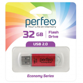 USB2.0 флеш-накопитель PERFEO 32GB E01 Red economy series (1/10)