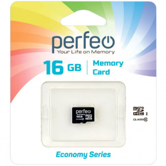 Карта памяти microSD PERFEO (HC) 16GB class10 (без адаптера SD) economy series (PF16GMCSH10ES) (1/10)