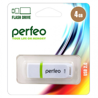 USB2.0 флеш-накопитель PERFEO 4GB C11 White (1/10)