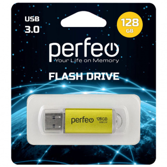 USB3.0 флеш-накопитель PERFEO 128GB C14 Gold metal series (1/10)