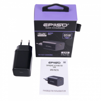 Зарядное устройство USB EPILSO EPD-PA215 65Вт GaN (USB-C) чёрный (1/40)