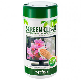 Читсящее средство Perfeo Screen Clean, чистящие салфетки LCD/TFT туба 100шт. (1) (1/12)