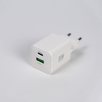 Зарядное устройство USB EPILSO EPD-PA210 30Вт GaN (USB-C, USB-A) белый (1/50)
