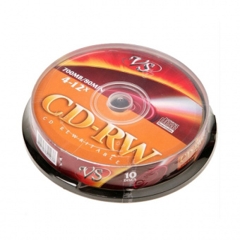 Диски CD-RW VS Cake box 10, 80 4-12x (10/200) 