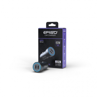 Зарядное устройство USB EPILSO EPD-CA105 60Вт авто (USB-C x2) серый (1/100)