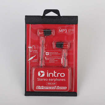 Наушники INTRO RX630R, красные вкладыши канальные (1/200)