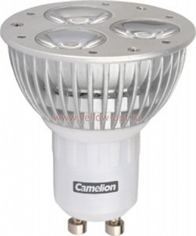 Лампы светодиодные CAMELION GU10-LED-3W 6000K (яркий свет)(3Вт 220В) (1/10)